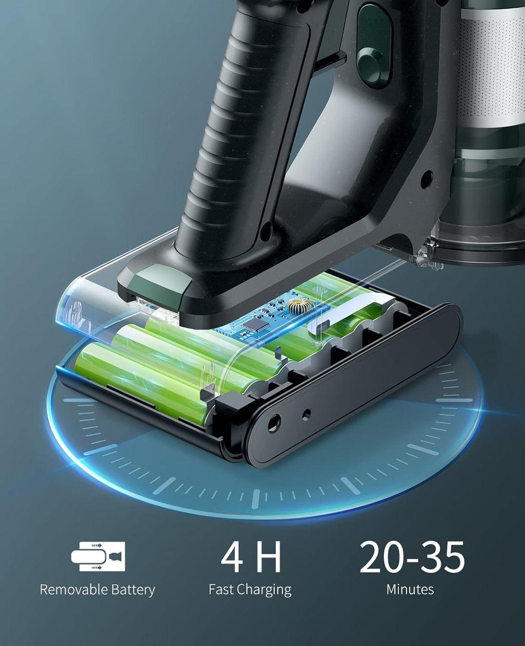 Cordless Stick Vacuum Cleaner with Foldable Tube, LED Display, Detachable Battery E901