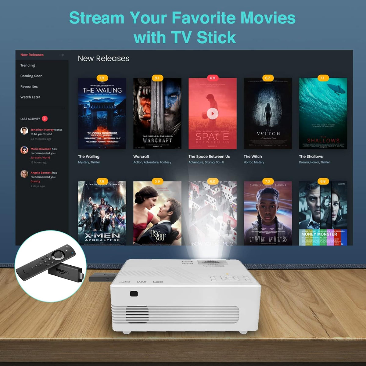 7500 Lumens WiFi Mini Projector with Tripod R247