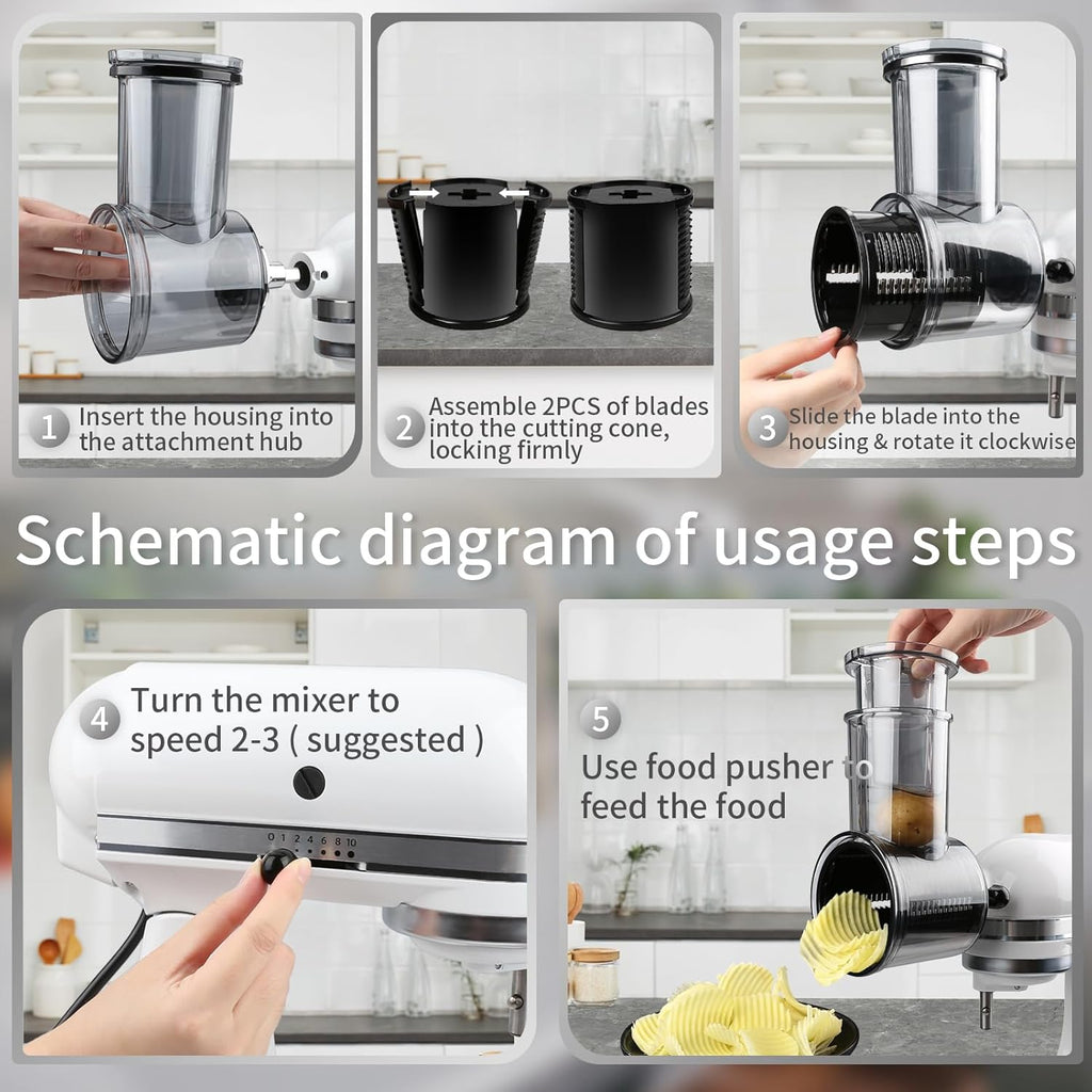 Slicer Shredder Attachments for KitchenAid Stand Mixers with 5 Blades T4178