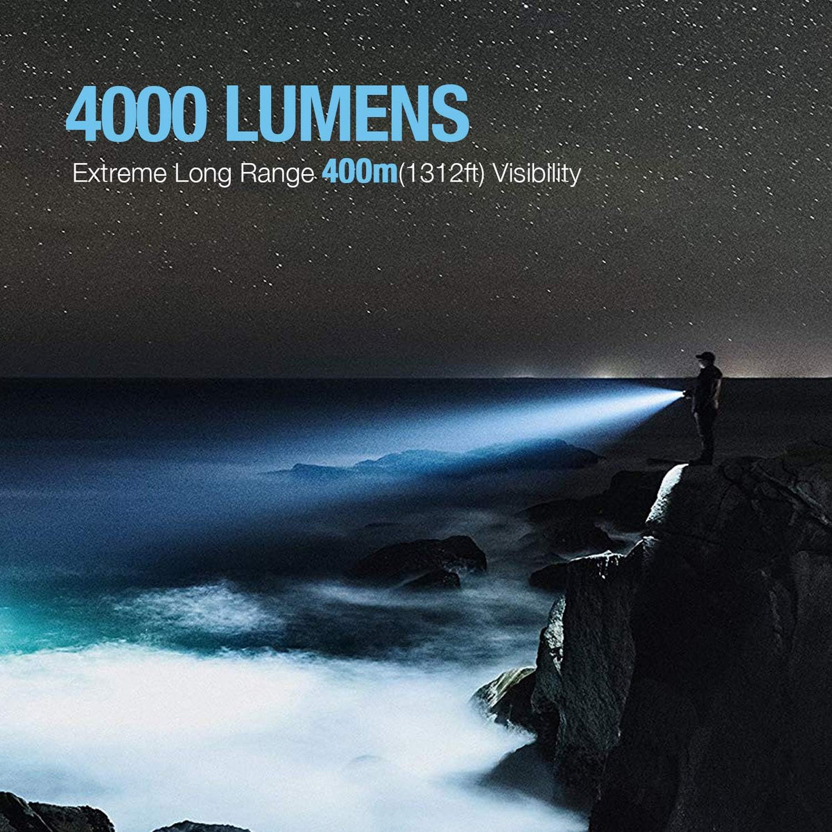 Rechargeable 4000 Lumen LED Spotlight with Detachable Red Light Filter G92628