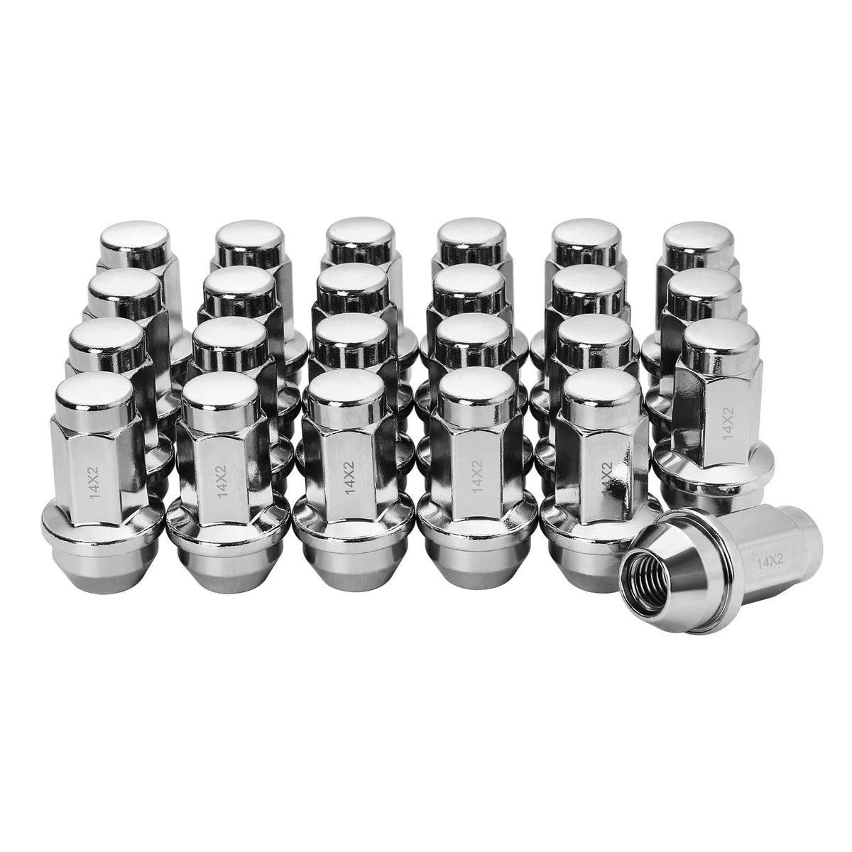 24pcs Chrome Cone Seat Lug Nuts M14x2.0 C8063