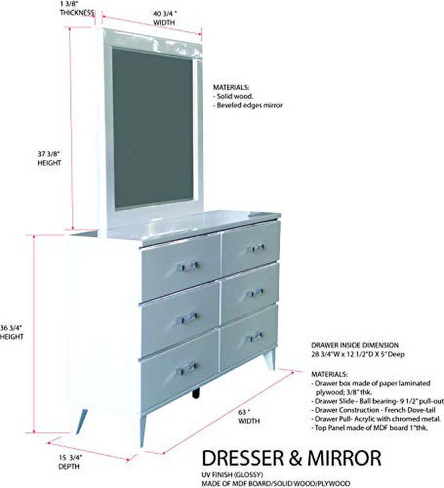King Size White 6-Piece Bedroom Set Y599335