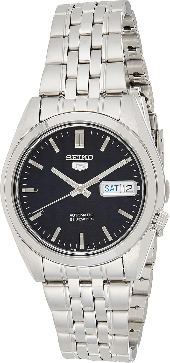Automatic Watch with Black Dial, Day/Date Calendar, Luminous Hands, Stainless Steel Case & Bracelet T45534