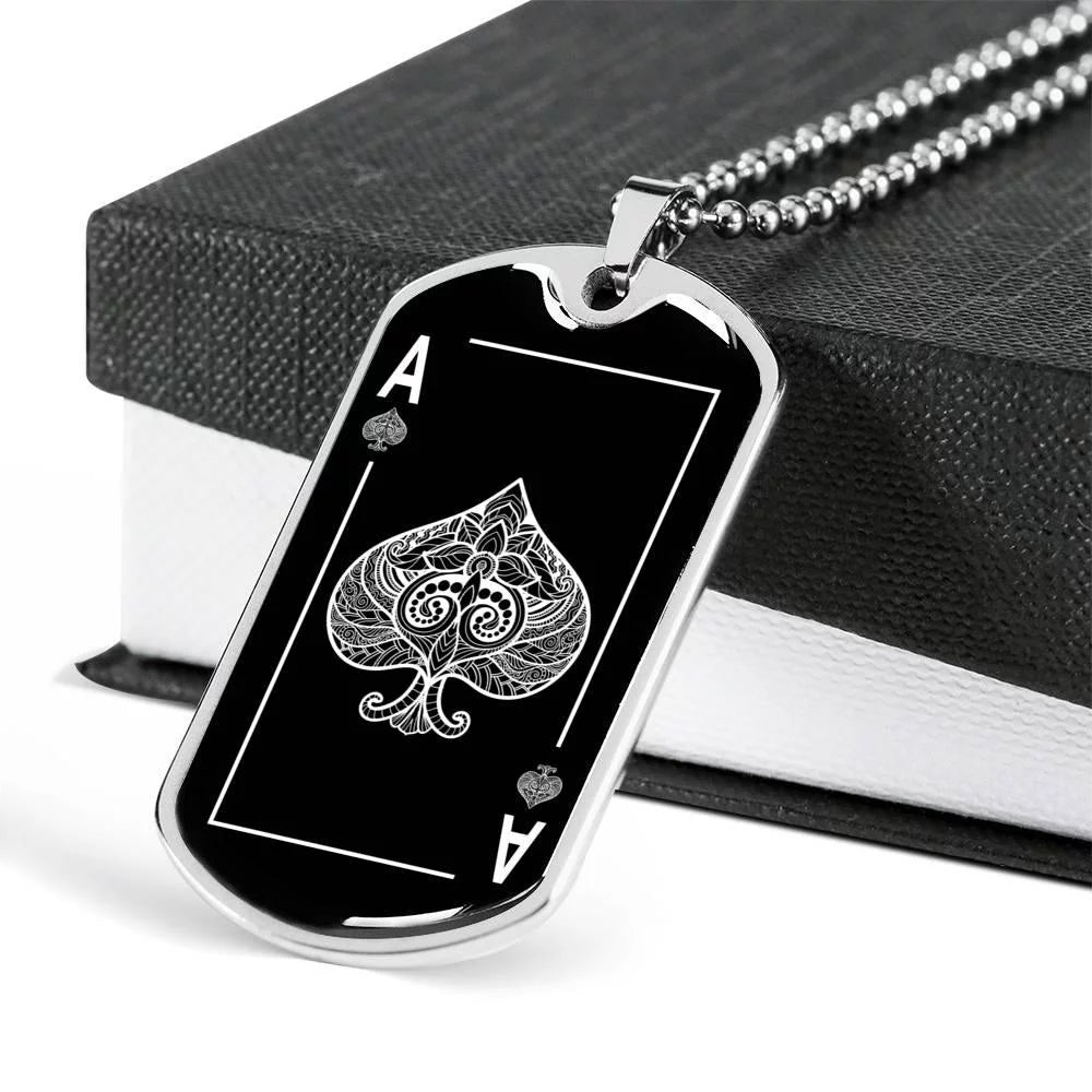 Black Dog Tag Stainless Steel 24" Chain I53260