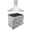 36 in. Dual Fuel Range and Range Hood Appliance Package U218221