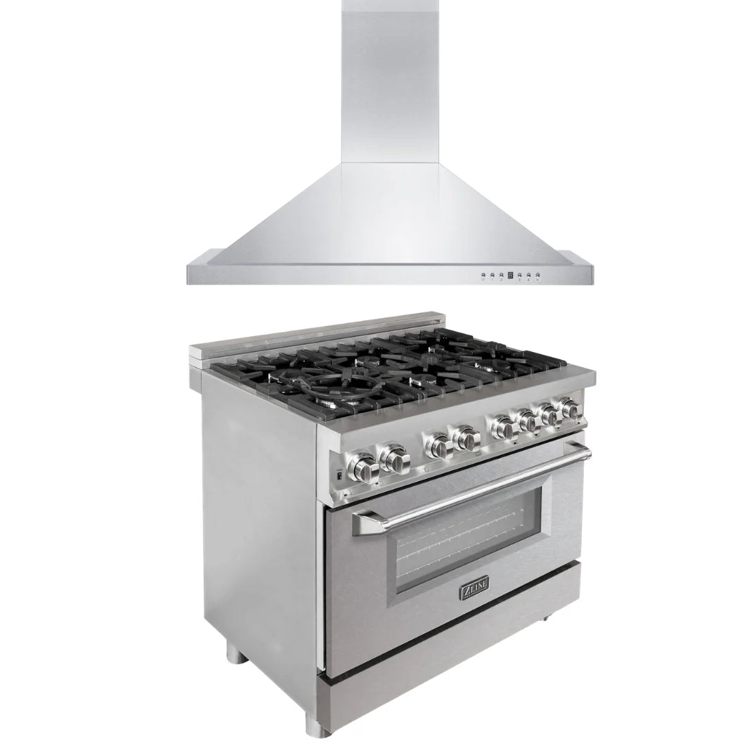 36 in. Dual Fuel Range and Range Hood Appliance Package U218221