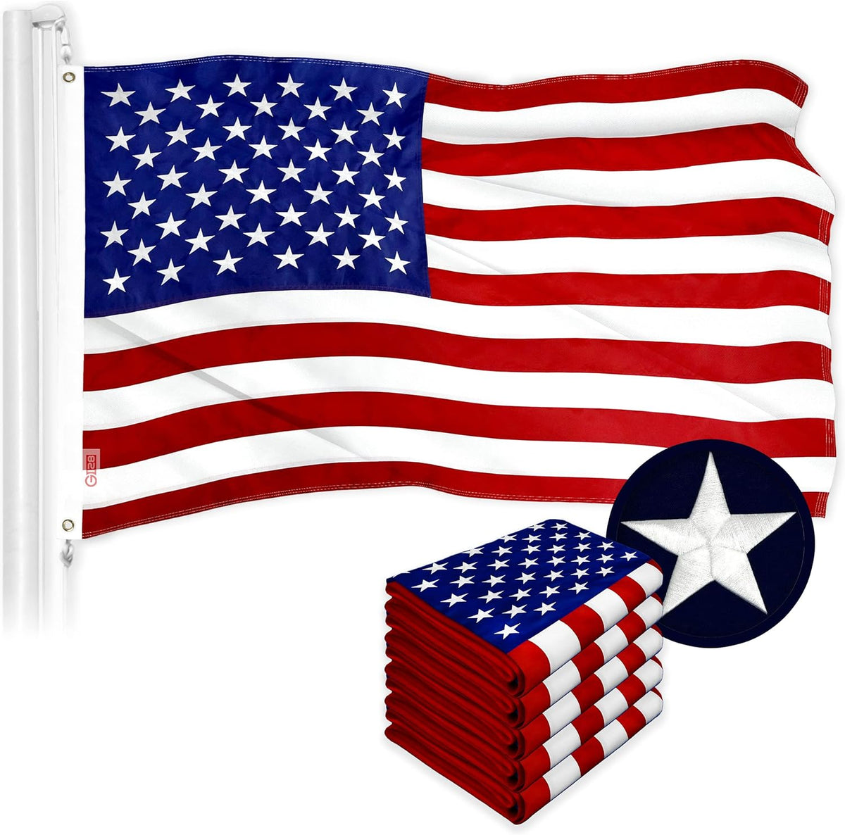 5 Pack American USA US Flag 10x15 ft Embroidered Stars Sewn Stripes Brass Grommets G345