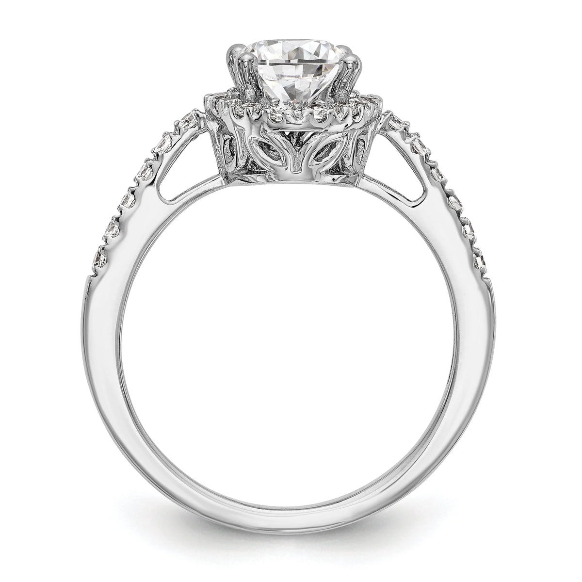 0.50ct CZ Solid 14K White Gold Oval Halo Engagement Ring D201