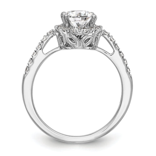 0.50ct CZ Solid 14K White Gold Oval Halo Engagement Ring D201