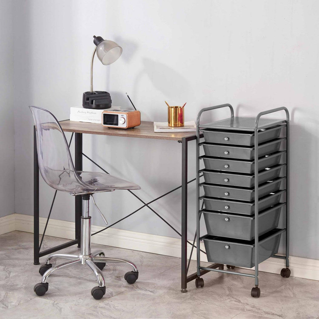 8 Drawer Rolling Storage Cart Grey R1585