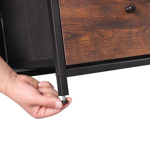 Rustic 4 Drawer Dresser with Wooden Top and Metal Frame K714192