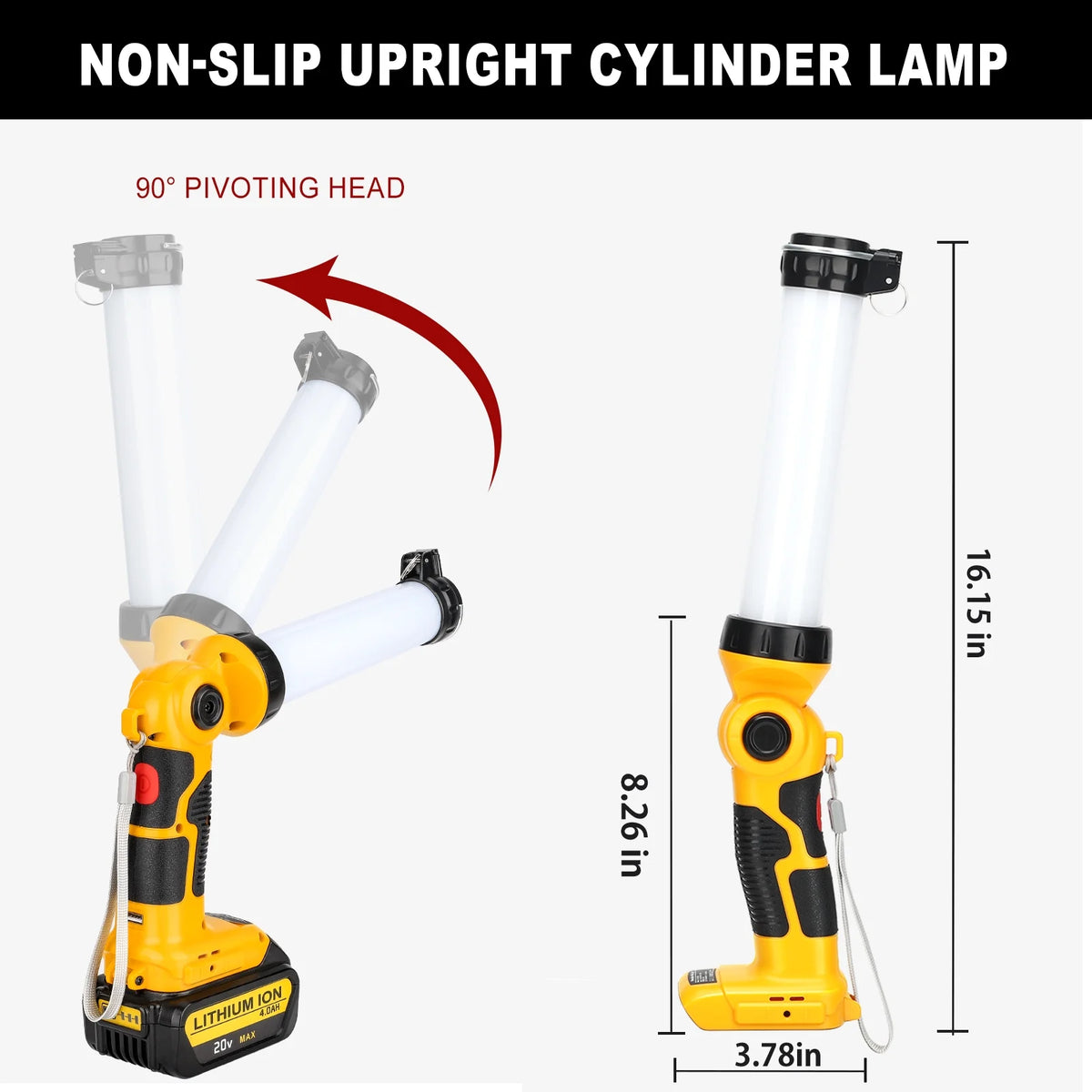 360° Outdoor Camping Lantern with Hooks, 26W 2000LM, for Dewalt 20V Li-ion Battery A18009