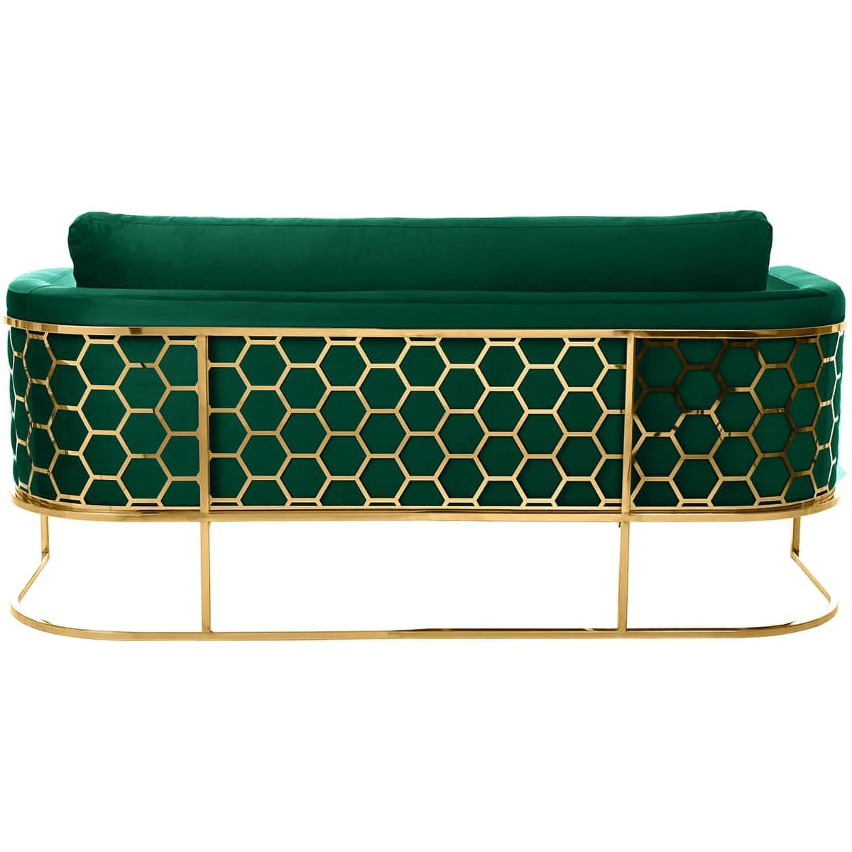 Green Velvet Sofa with Gold Metal Base R1964