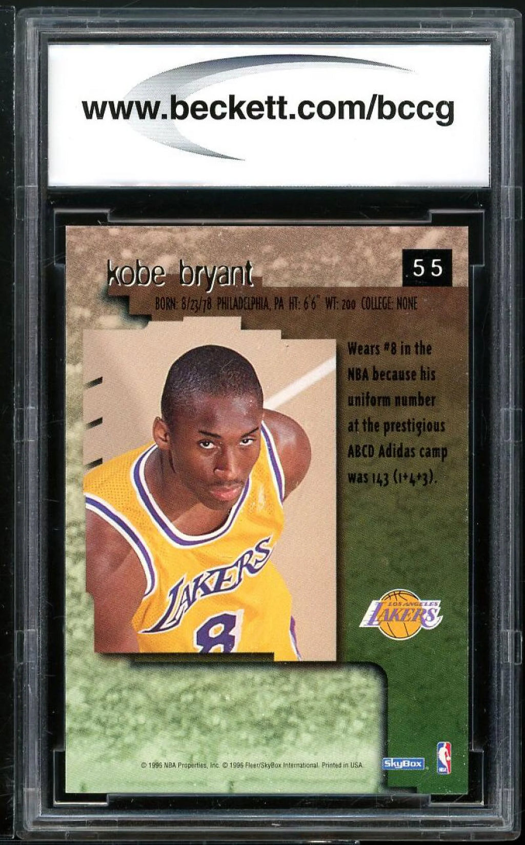 #55 Kobe Bryant Rookie Card BGS BCCG 9 Y86504