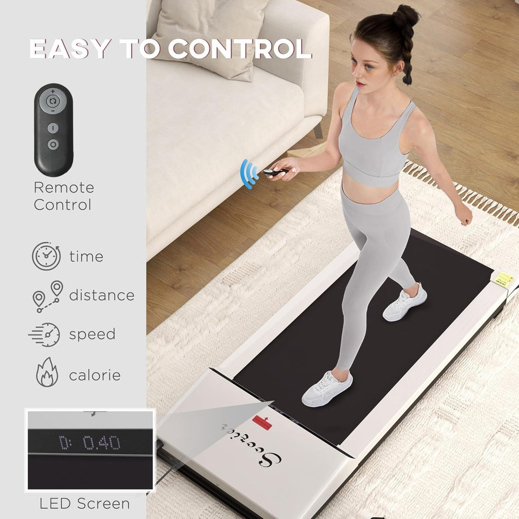 White Under Desk Treadmill with Foldable Wheels B828