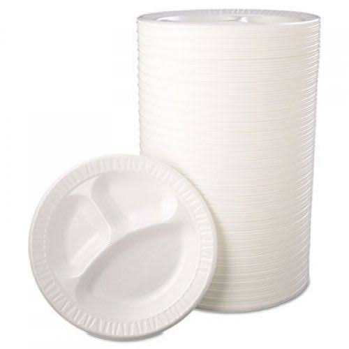 White 3 Compartment Laminated Foam Plate J2332