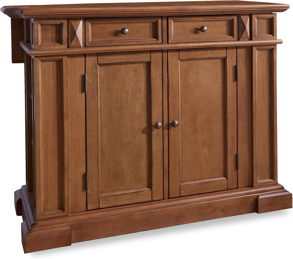 Black and Oak Kitchen Island with Wood Top and Drop Leaf Breakfast Bar S401404