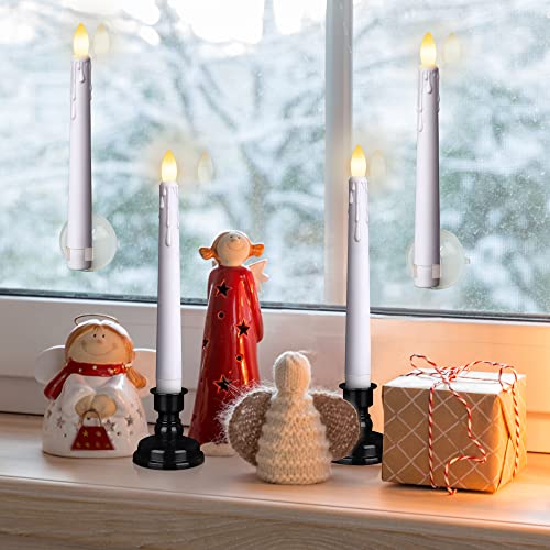 6PCS Flameless Taper Candles with Remote, 8 Inch Battery Operated LED Window Candle Lights (Ivory) N14580