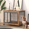 Wooden Dog Crate with Double Doors and Lift Top B13092