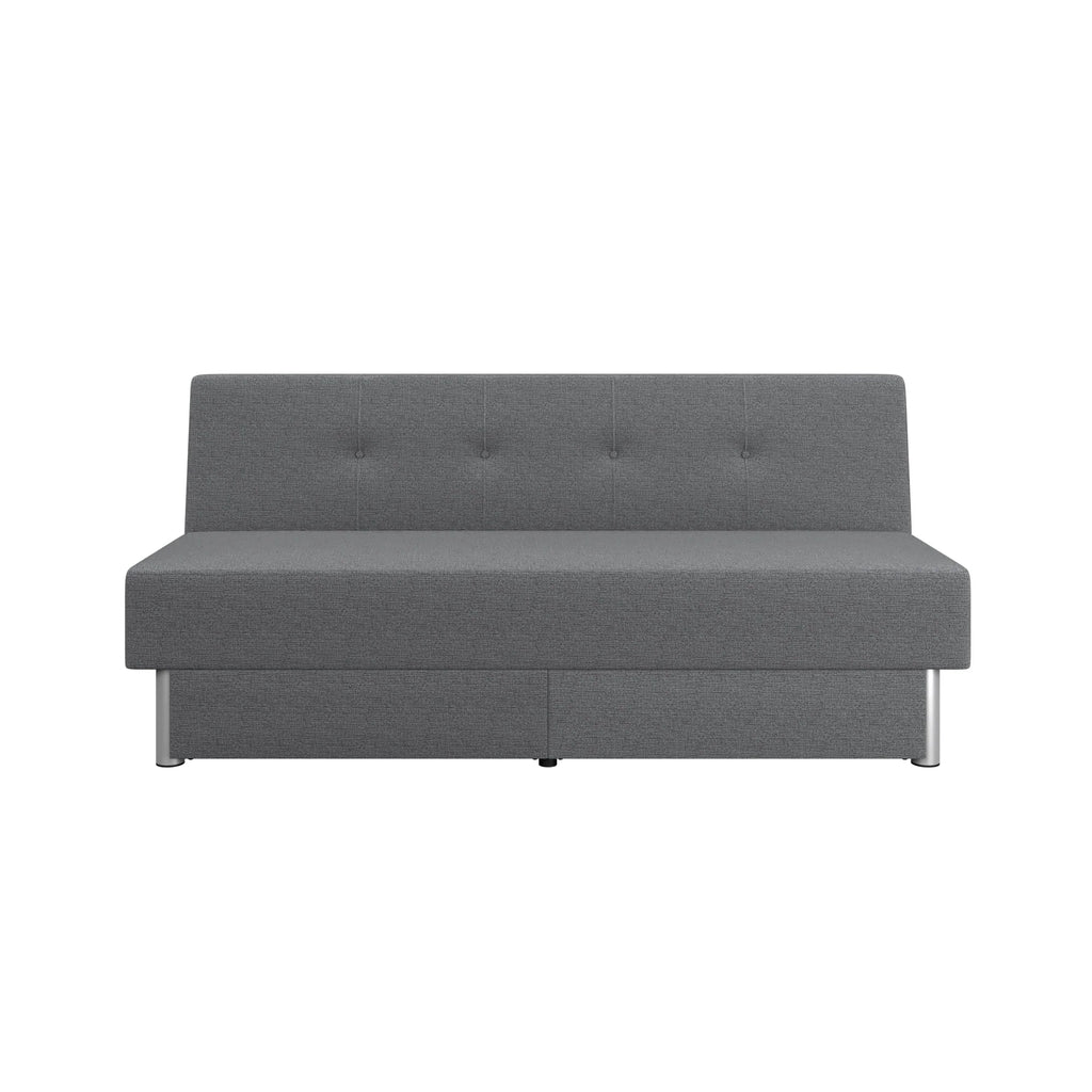 Gray Fabric Futon with Storage and Power E40535