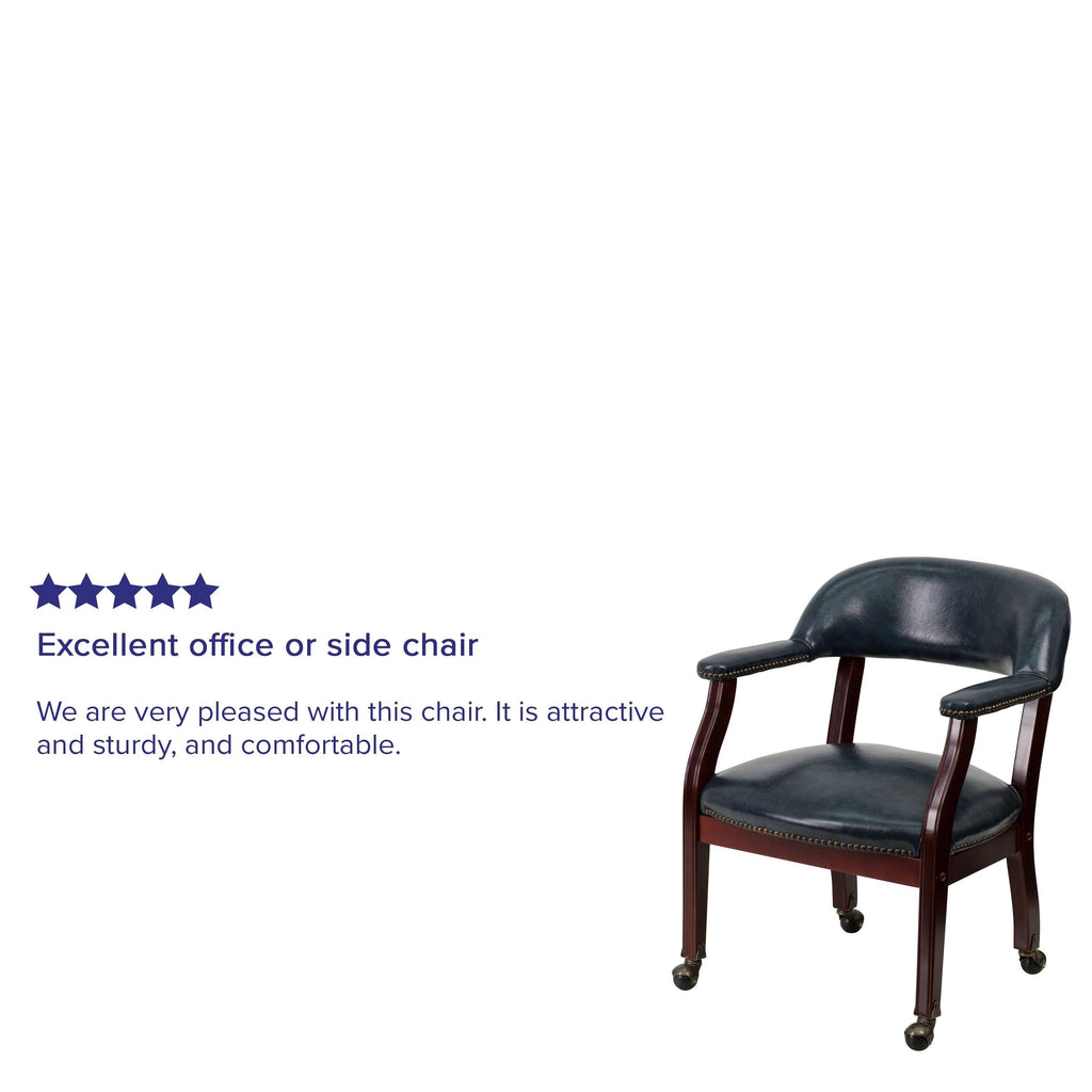 Black Vinyl Conference Chair with Casters S996535