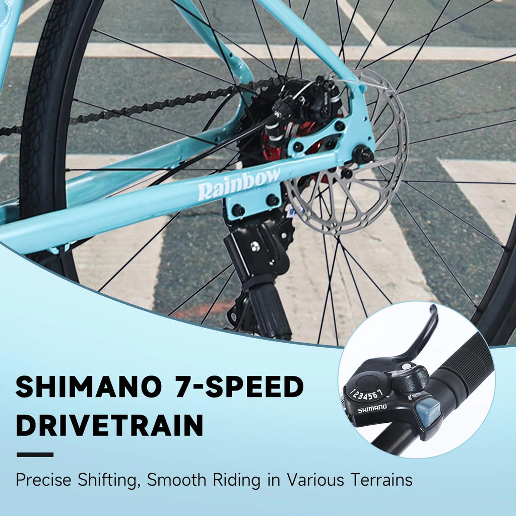8 Speed Flat Bar Dual Disc Brake Road Bike O403274