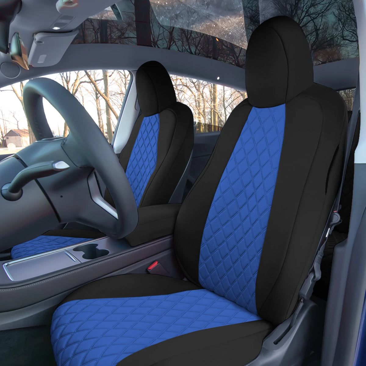 Blue Neoprene Custom Fit Seat Covers for Tesla Model Y J822