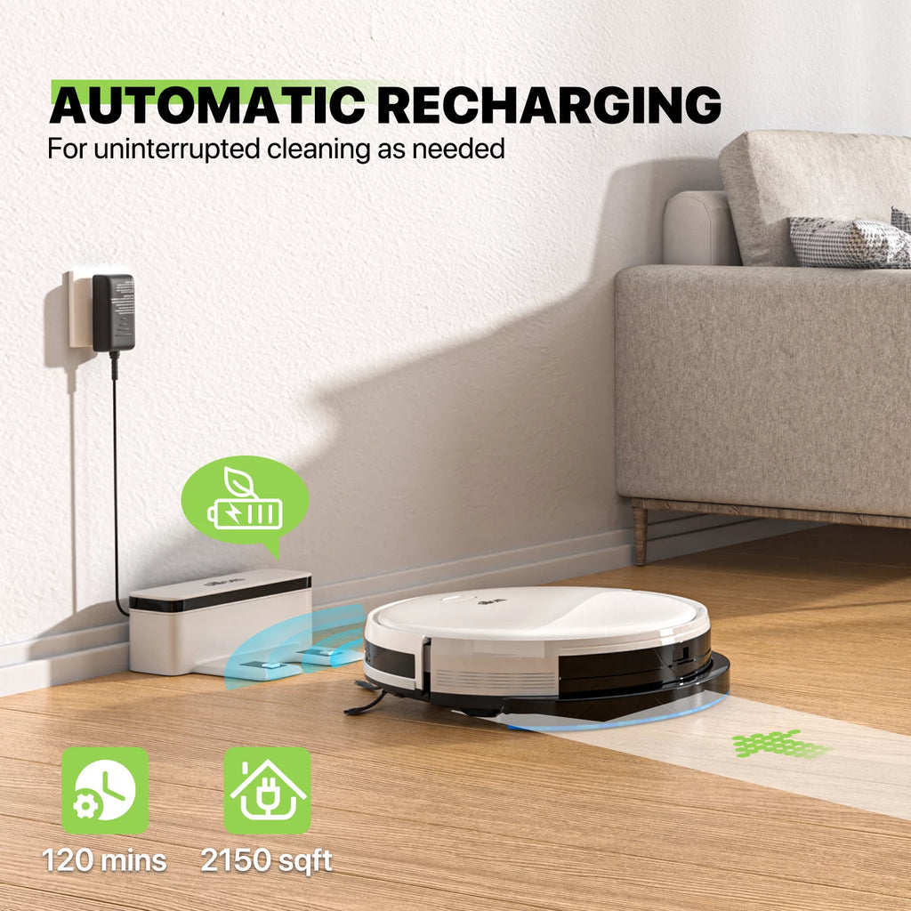 2 in 1 Robot Vacuum and Mop Combo, 2800pa White K8115