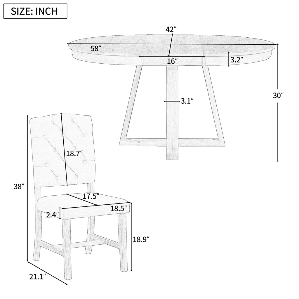 5-Piece Round Dining Set with 4 Upholstered Chairs N84952