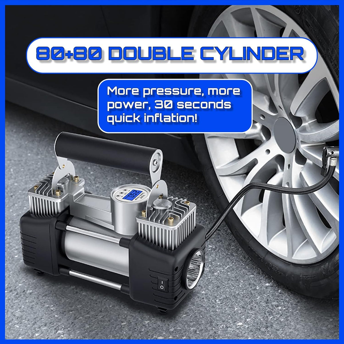 Portable Air Compressor 150PSI Digital Tire Pressure Gauge T61623