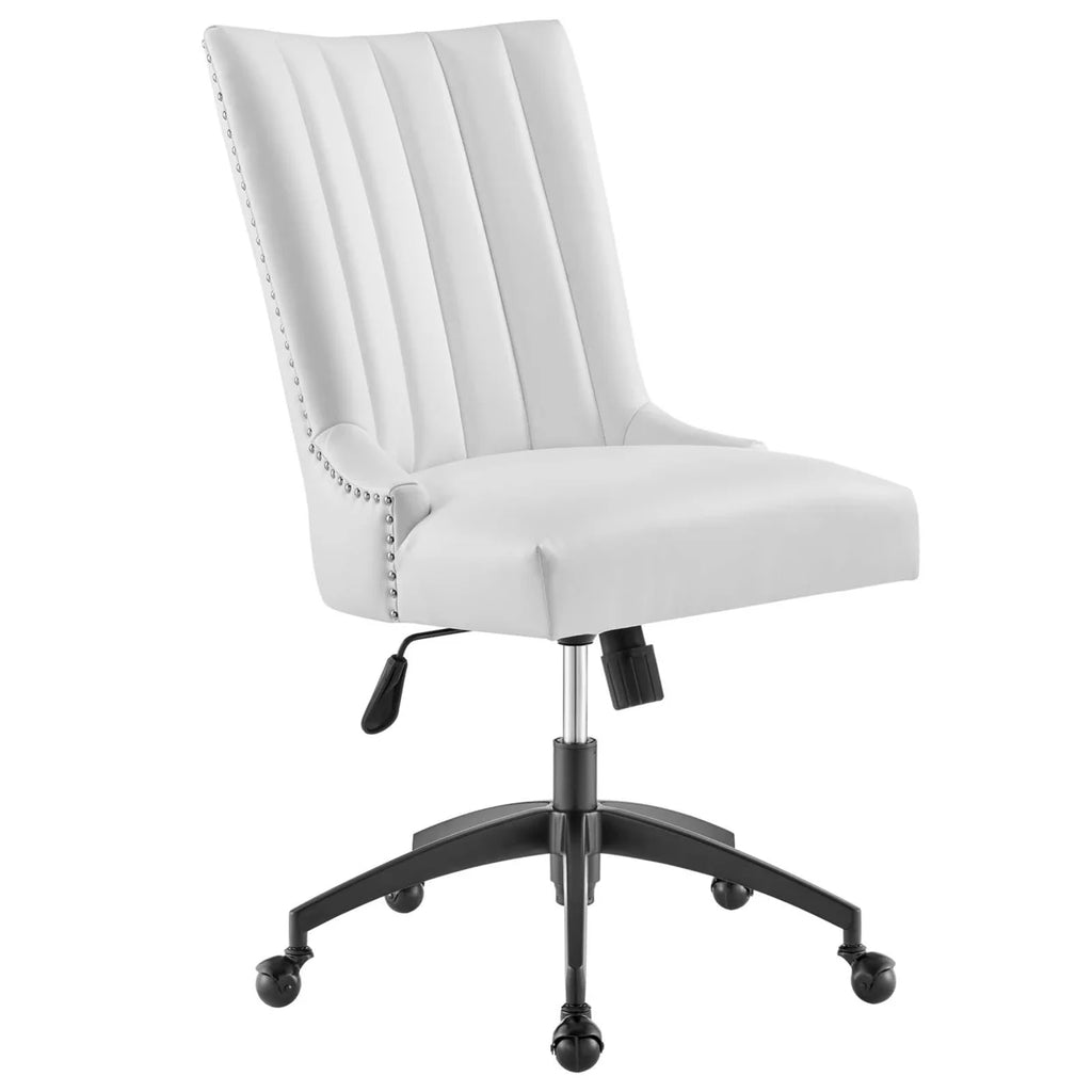 Black White Vegan Leather Office Chair F9745