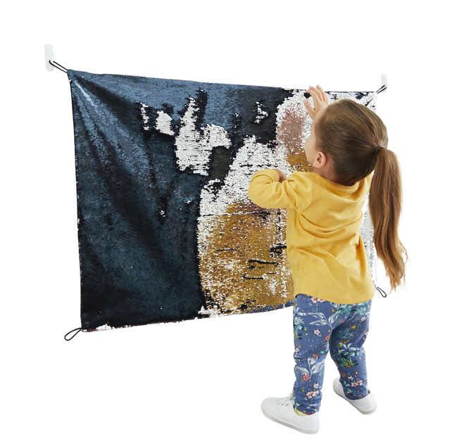 Sensory Sequin Panel, 24 x 36 Inches, Blue/Silver Y401571