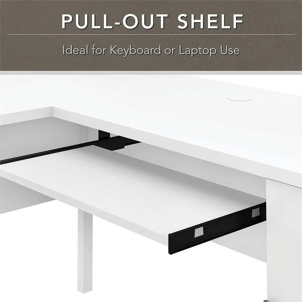 White L Shaped Desk with Hutch & File Cabinet A16681
