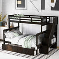White Twin Over Twin Wood Bunk Bed with Trundle Y604