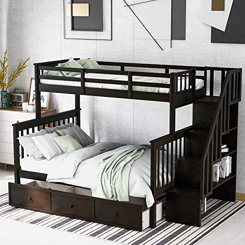 White Twin Over Twin Wood Bunk Bed with Trundle Y604