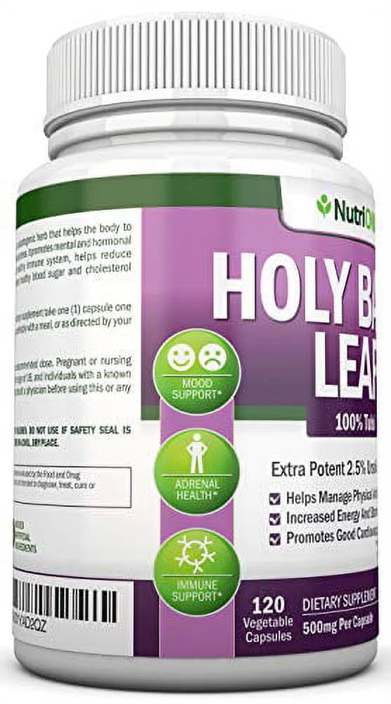 120 Vegan Capsules Holy Basil Leaf Extract 500mg 2.5% Ursolic Acid E130