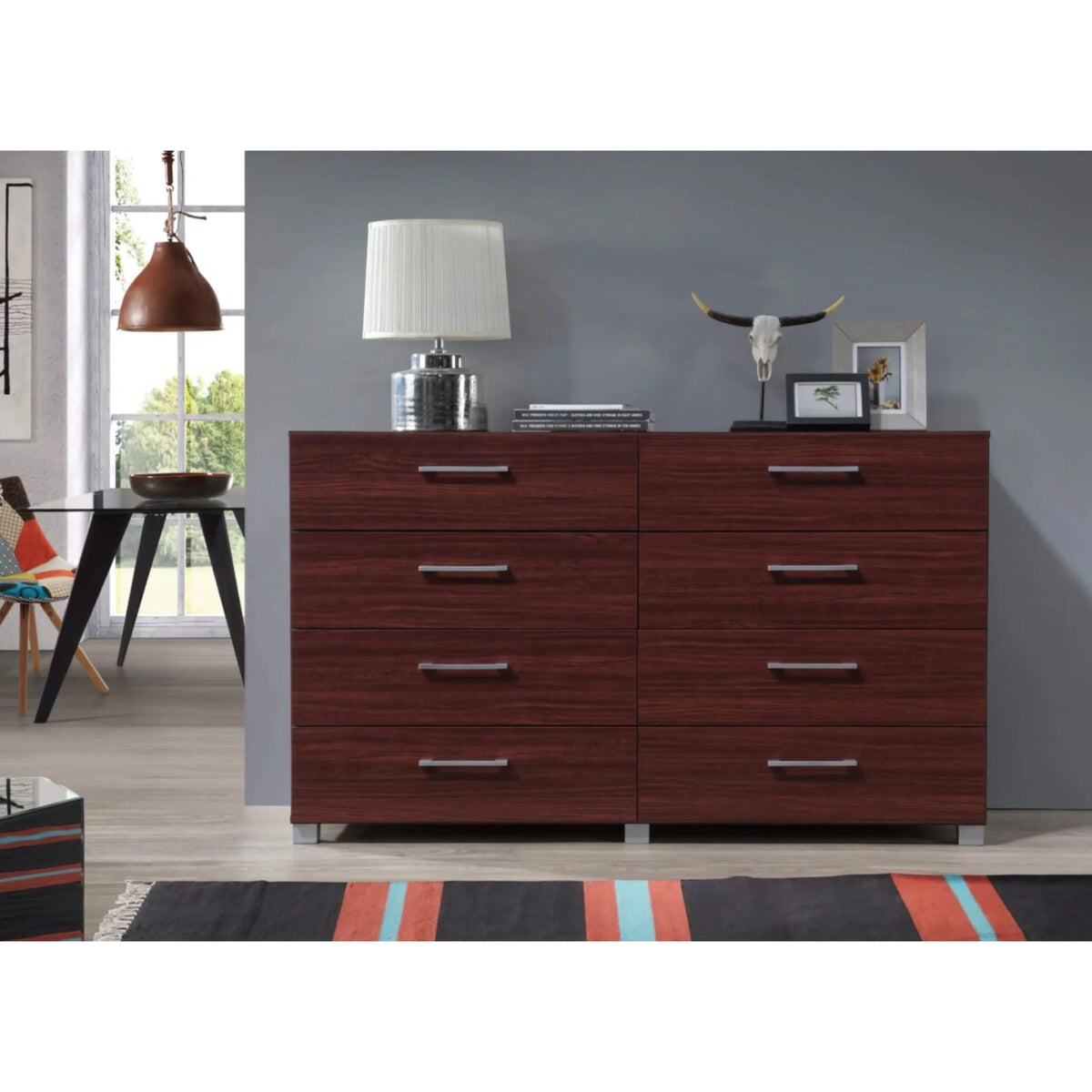 8 Drawer Mahogany Brown Dresser U605