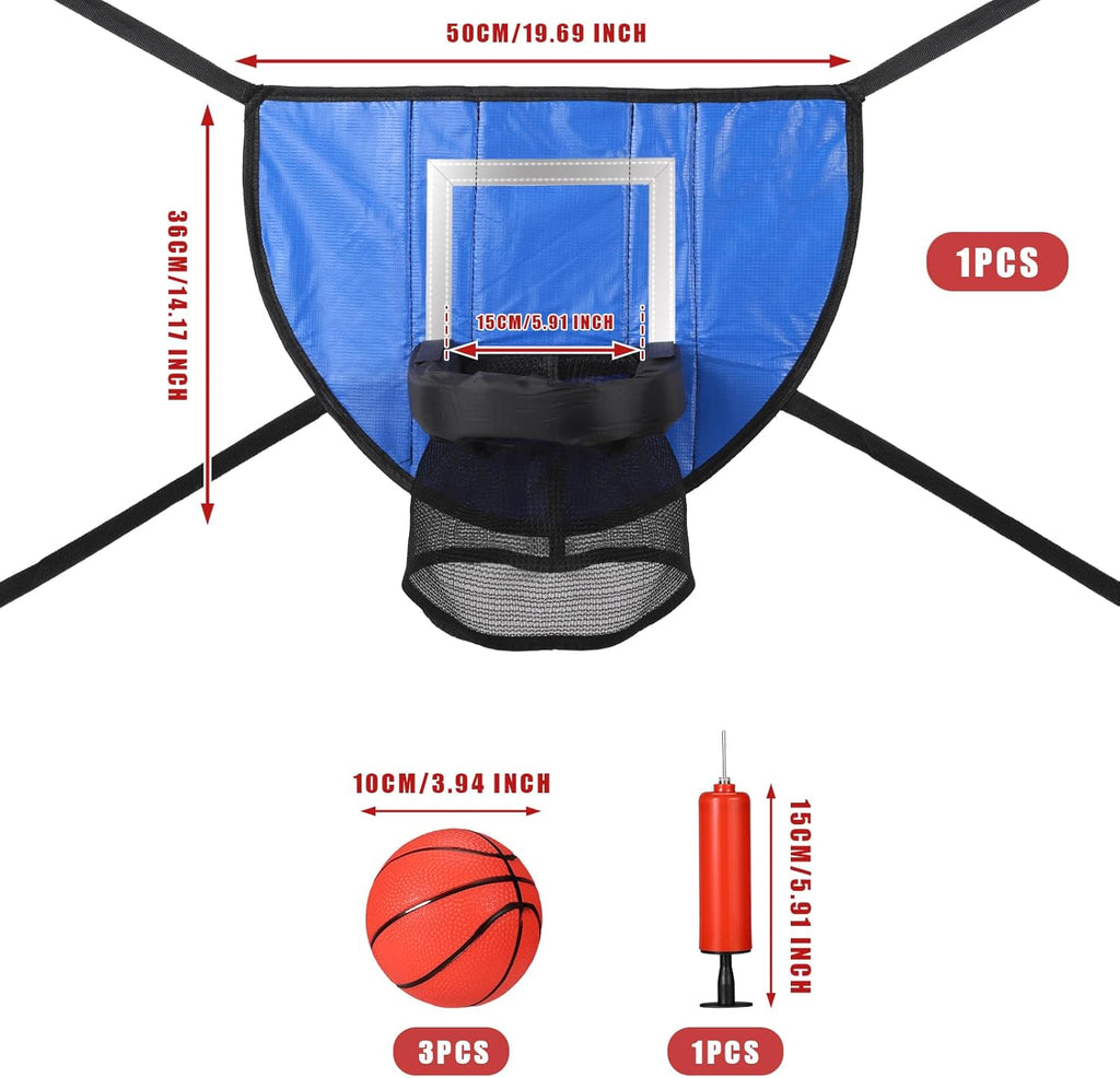 Waterproof Trampoline Basketball Hoop Set with Mini 3 Basketballs and Pump I827