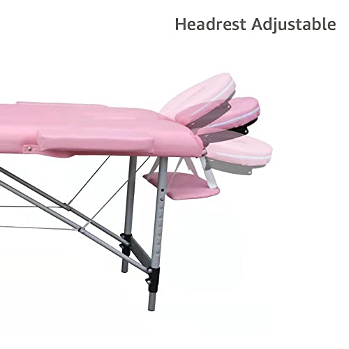 Pink 84in 3 Folding Aluminum Frame Portable Massage Bed E6110