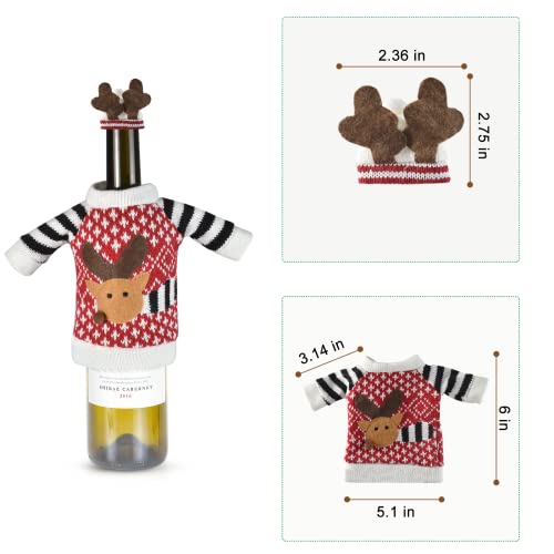 3Pack Christmas Wine Bottle Covers Reindeer Red C204