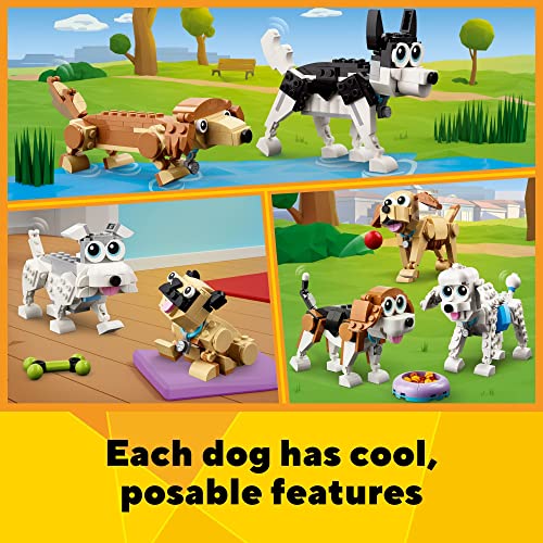 LEGO Creator 3 in 1 Adorable Dogs Building Toy Set, Featuring Dachshund, Beagle, Pug, Poodle, Husky, and Labrador Figures M686384