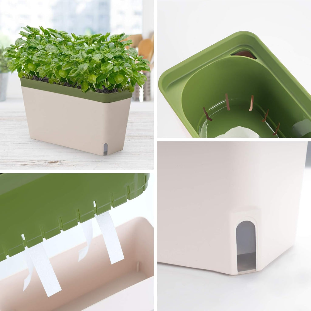 Self-Watering Rectangular Window Herb Planter Box Set of 3 V456307