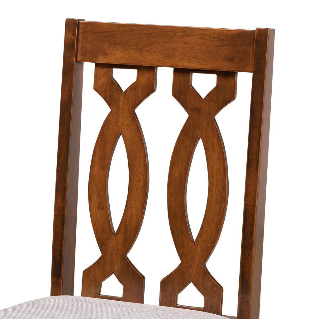 Grey Fabric Upholstered 5-Piece Wood Dining Set X103