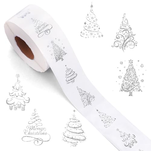 1000Pcs Clear Christmas Stickers Roll Gold Foil Self-Adhesive Label Decals G972037