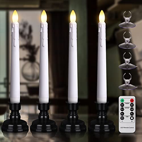 6PCS Flameless Taper Candles with Remote, 8 Inch Battery Operated LED Window Candle Lights (Ivory) N14580