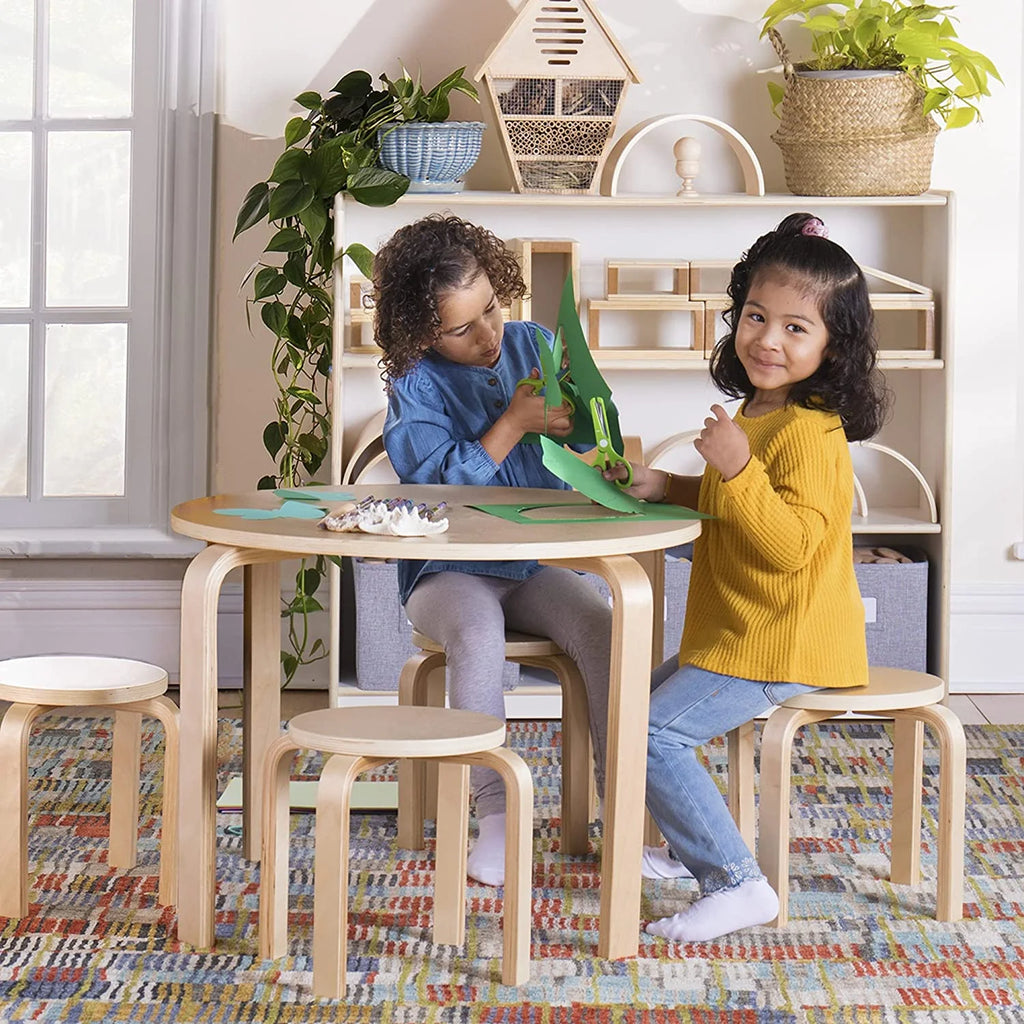 White Stacking Bentwood Kids Table and Chairs Set V4132