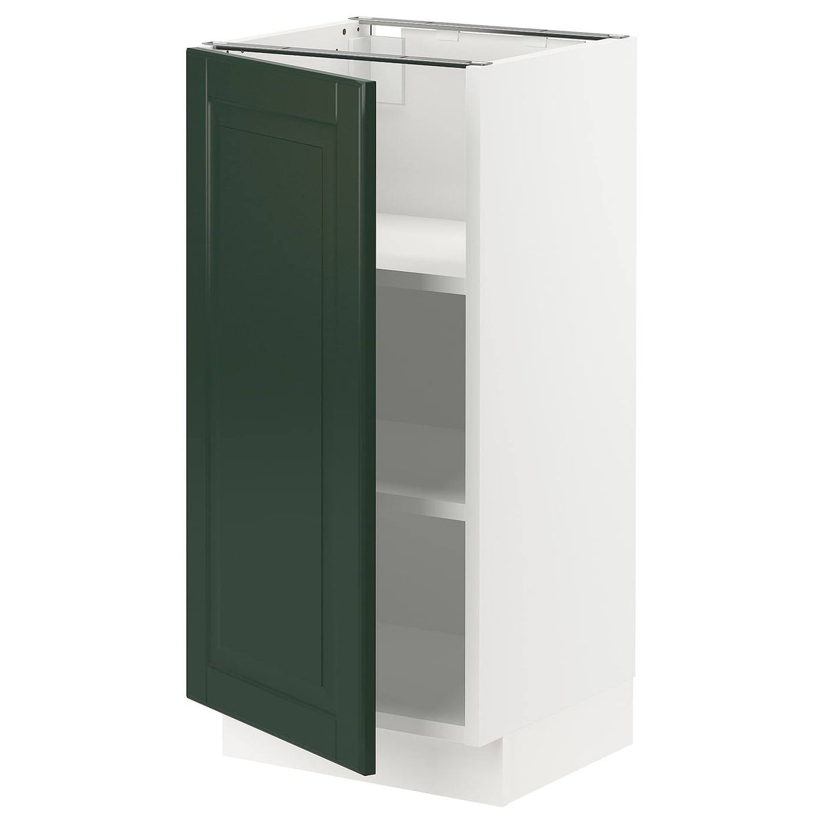 White Bodbyn Dark Green Base Cabinet with Shelves D72602