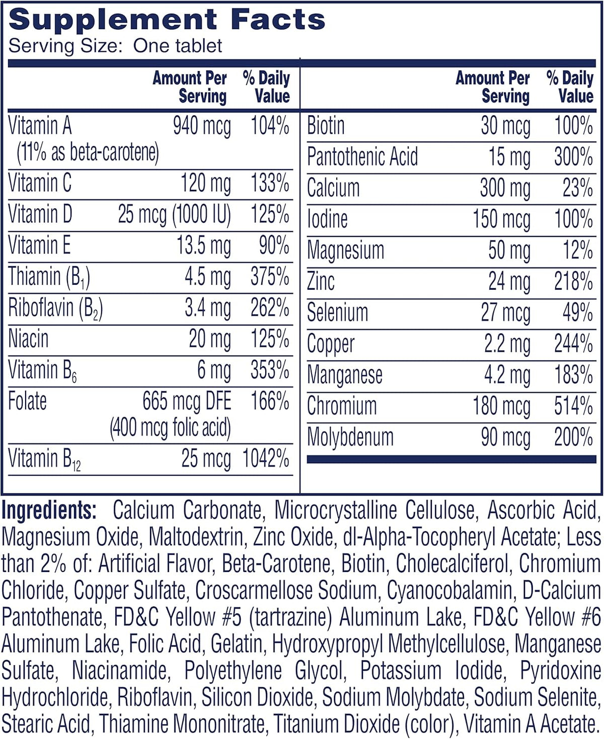 Women’s 50+ Multivitamins Tablet, 200 Count U861