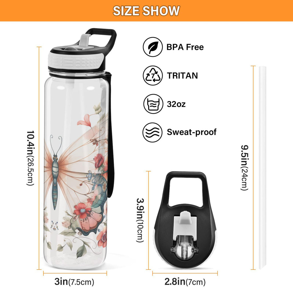 Clear 32oz Tritan Sports Water Bottle with Straw L27175