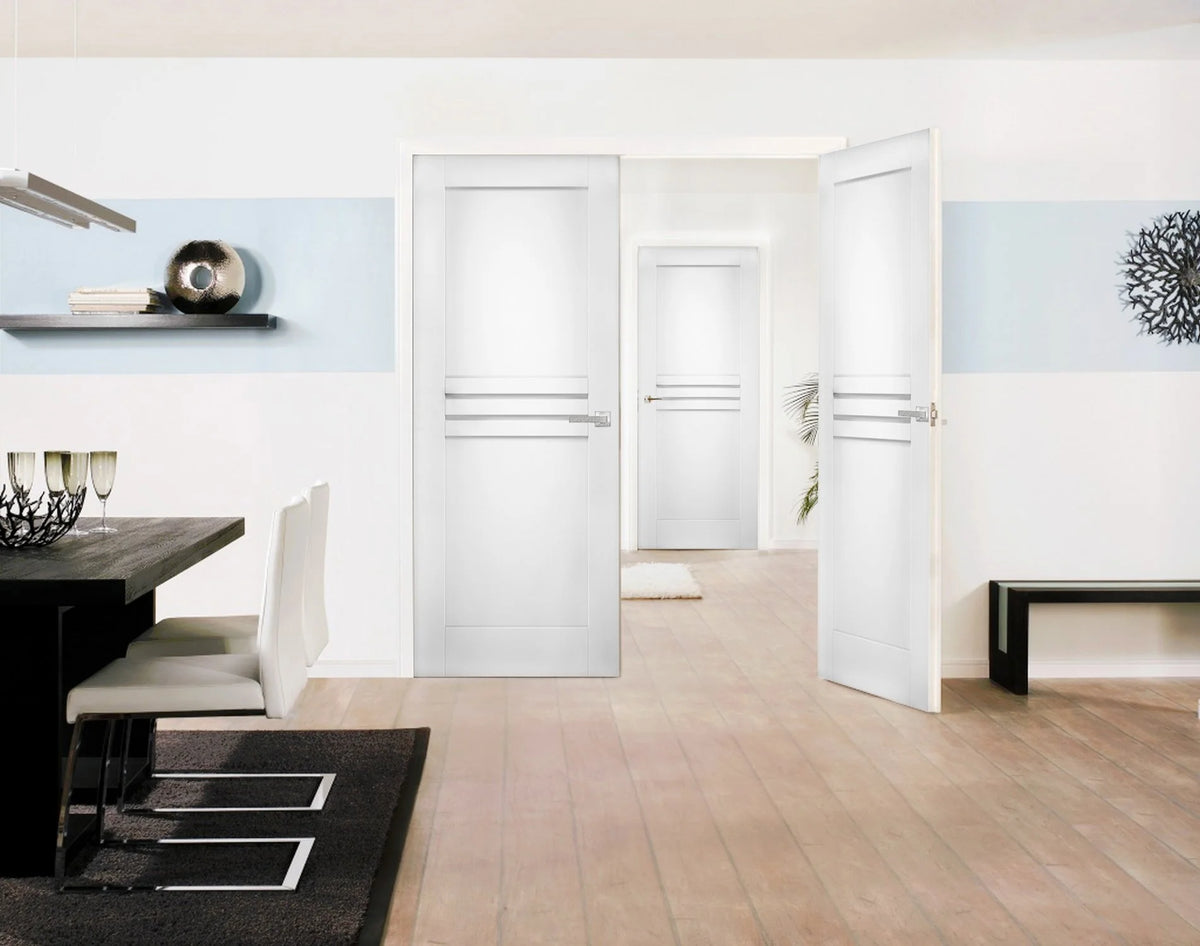 Solid French Double Doors 36 x 96 inches White Wood K334